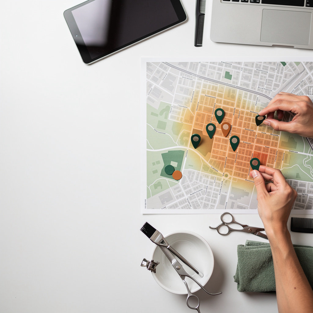 AI-powered website for salons and barbers showing demand mapping and location analytics platform approach